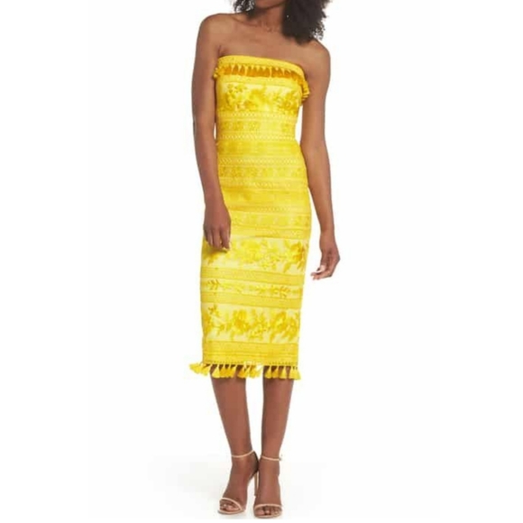 Tadshi Shoji dress straples size 4 color yellow